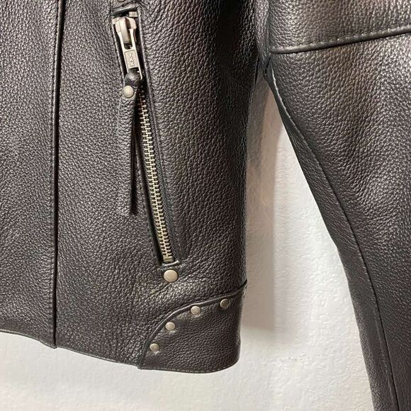 First Mfg. Co. Scarlett Star Motorcycle Leather Jacket Women’s Small Black - Picture 8 of 13